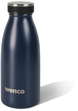 wenco Trinkflasche Edelstahl 0,35l / 350ml isoliert und auslaufsicher für kalte und heiße Getränke auch als Thermoskanne verwendbar BPA frei – blau, Dunkelblau