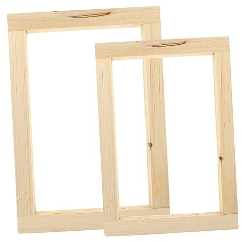VILLFUL 2stücke Siebdruckrahmen Holz DIY Siebdruck Rahmen Shirts Handtaschen Tischdecken Wiederverwendbar Waschbar Professionell Druckholzrahmen