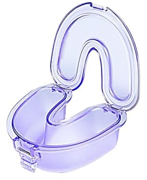 SQOYEI Pc Boite Appareil Dentaire Scellé Et Fuite Boite Gouttiere Dentaire avec Un Panier de Vidange, Bureau Boite a Dentier Adulte Récipient de Trempage de Prothèse(Purple)