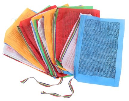 GLEAVI 20stücke Tibetische Gebetsfahnen Seidenstoff Wetterbeständig Buntes Pferdemotiv Banner Lang Für Garten Outdoor Dekoration Meditation Und Spirituelle Nutzung