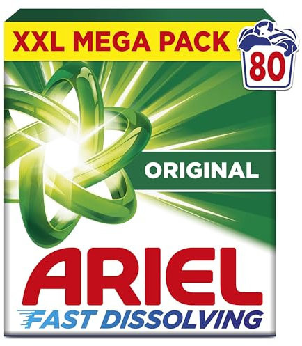 Ariel Fast Dissolving Washing Powder Laundry Detergent 4.4kg, 80 Washes, Original, Fast Dissolving Even In Cold, With Anti-Residue Technology