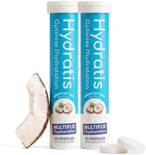 HYDRATIS - 2x20 Pastilles Hydratation Electrolytes - Coco | Améliore l'Hydratation et Favorise l'Énergie - Formule Isotonique - Sport. Récupération. Bien-être