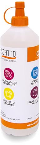 SCATTO ENERGIA CREATIVA | Set 3 Colla Liquida Trasparente – 500 ml per Flacone – Totale 1,5 Litri – Adesivo Multiuso per Carta, Cartoncino e Lavoretti – Ideale per Scuola e Ufficio