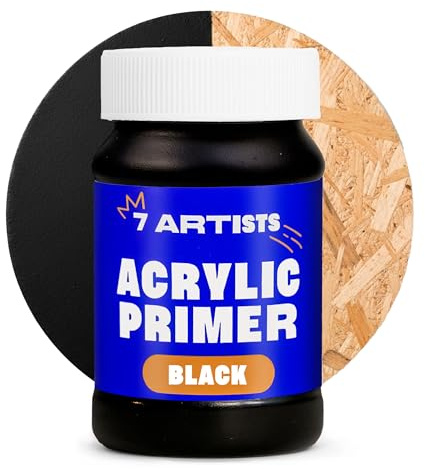 7 Artists Primer Acrilico Nero 100 ml – Gesso Artistico per Pittura e Tela, Legno e Carta | Primer Vernice a Base d’Acqua | Gesso Liquido per Decoupage e Tecniche Artistiche