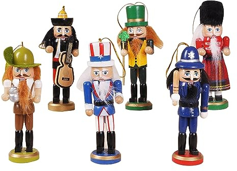 Lot de 6 figurines casse-noisettes en bois multi-usages pour la maison, les anniversaires, les vacances