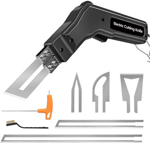 Coupeur de Mousse Electrique, 300W Couteau Électrique à Chaud Découpeur de Mousse avec 5 Lames en Nickel-Chrome 0-600℃ Fil Chaud Découpe Polystyrène