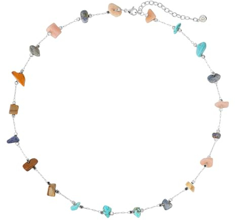 LADYGD Created Turquoise Necklace for Women Silver Plated Colorful Choker Boho Necklaces Handmade Beach Summer Everyday Western Jewelry Gifts