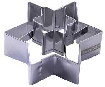 Zenker Taglia biscotti Linzer a Stella 2-in-1 in Acciaio Inossidabile per Natale, Stampo per Biscotti e Frolle per Decorazioni di Pasticceria, Utensili da Cucina Natalizi, Lavabile in Lavastoviglie