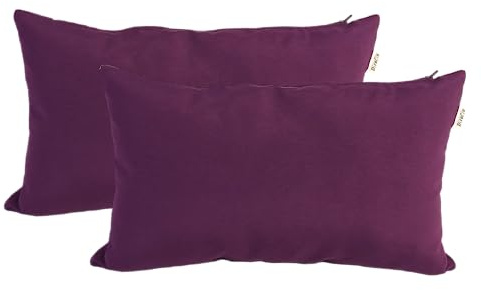 DiseLio | Pack 2 Fundas de Cojín 40 x 60 cm Color Morado Liso Loneta Algodón y Poliéster - Hechas en España. Decoración Sostenible. Fundas Almohadones Ideales para la Cama. (40x60 Morado)