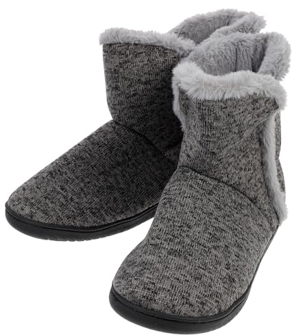 YARNOW Pantofole Calde da Uomo Invernali Grigie Suola Antiscivolo, Stivali da Casa Imbottiti Comodi e Resistenti, Scarpe Termiche Casual per Uso Interno Autunno Inverno, Taglia 43-44