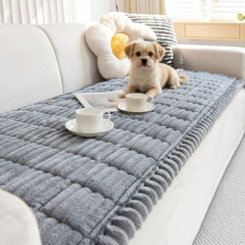 New Thick Sofa Covers Washable,Soft Corduroy Sofa Cover 2 3 4 Seater Pet Couch Cover Non-Slip Sofa Slipcovers, Sofa Cushion Covers Furniture Protector for Living Room (Light gray, 70*150cm)