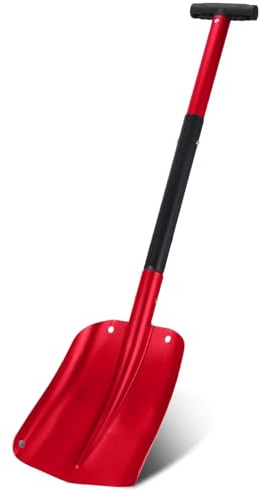 Pala da Neve in Alluminio, Strumento di Rimozione della Neve Estensibile, Leggero e Durevole per Auto, Avventure All'aria Aperta(Red)