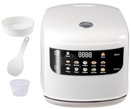 Cuiseur à riz Mini,2L - 400W, 110-220V Compatible Voyage | Autocuiseur Intelligent avec Fonction Garde-au-chaud 24h et Panier Vapeur | Parfait pour 1-3 Personnes, Appartement,Camping-car et Dortoir