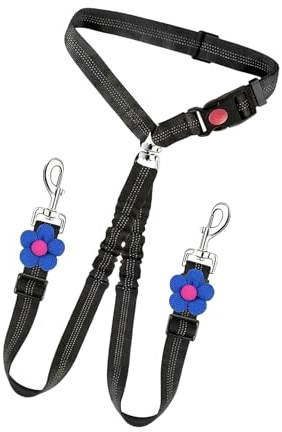 Cintura di sicurezza per auto per animali domestici - Connettore flessibile forte, guinzaglio di sicurezza per veicoli, razze piccole e medie | Design elasticizzato con fibbia in metallo Controllo con