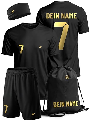 Sportset Kinder Personalisiert mit Name & Nummer - T-Shirt, Shorts, Turnbeutel & Stirnband - Ideal für Schule & Sport