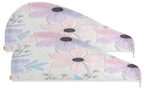 Huvudhanddukar wrap med knapp för alla hårstilar bohemiska rosa blommor hårturbaner för kvinnor toalla de microfibra para Cabello 2-pack