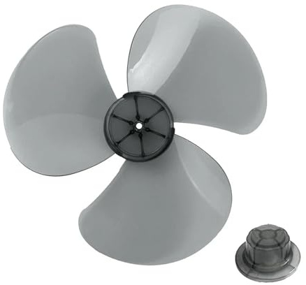 Ventilatore da tavolo con piedistallo in piedi a 3 foglie, pala in plastica 28 cm, accessori for copertura dado(Transparent Black)