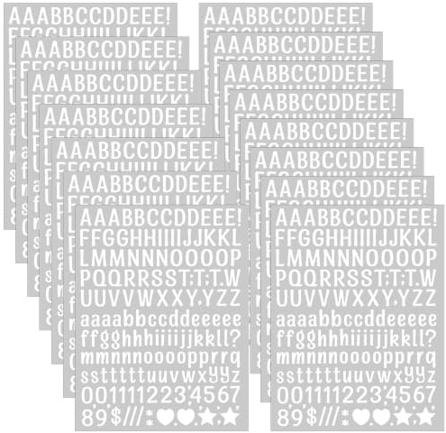 Amabro 2460 Stück Selbstklebende Vinyl Buchstaben Zahlen Set | 15 Blätter Wetterfest für Postfach Schilder DIY Scrapbook Kunsthandwerk, Weiß