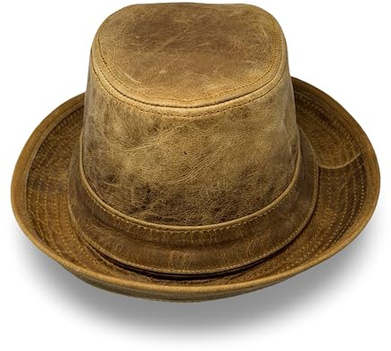 Westernlife Lederhut Echtleder Büffelleder Trilby Unisex Outdoorhut Wandern Braun Honeyoak