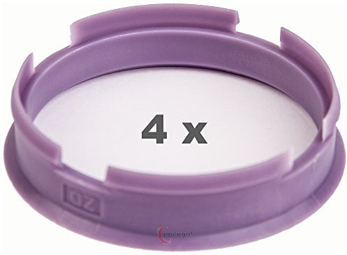 4 x anneaux de centrage 72.6 mm sur 66,1 mm violet/purple