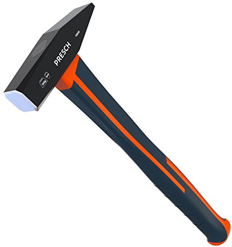 Presch Machinist Hammer Fibreglass Handle 300g - Small Hammer in Black with Rubber Handle