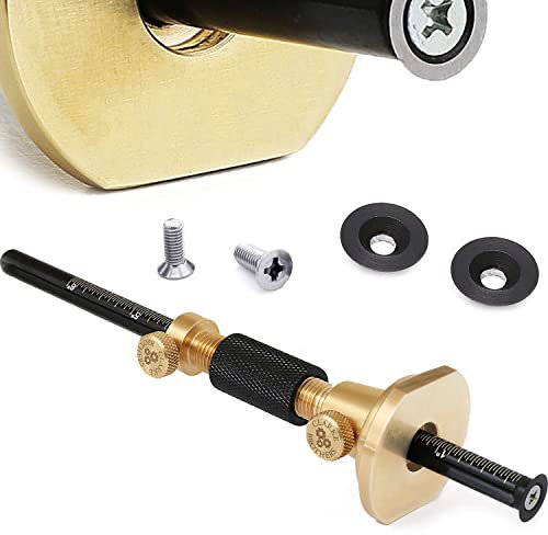 Wheel Marking Gauge Kit - 2 Extra Cutter Wheels, Roll Stop Head, Micro Adjuster, Metric Imperial Ruler, 7'' Brass Marker Tool for Woodwork