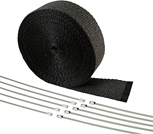 10m Fiberglas Hitzeschutz Band - 50mm breit schwarz