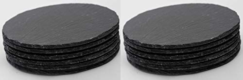 Novaliv 12x Schieferplatten I rund I 20x0,5 cm I Sushi Deko Servierplatten lang Schieferplatten Untersetzer Tischplatz Kerzenteller