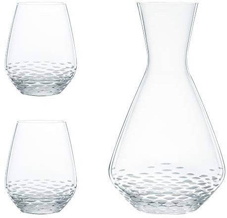 Spiegelau & Nachtmann, Juego de decantador de 3 piezas, jarra (1,4 l) y 2 vasos (460 ml), diseño de mosaico