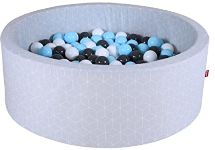 Knorrtoys 68188 - Bällebad soft - Geo cube grey - 300 Bälle creme/grey/lightblue