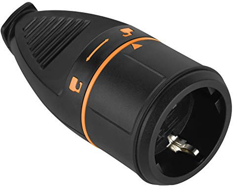 Electraline 71935 Toma de corriente Schuko Electralock equipado con un mecanismo de bloqueo que evita la desconexión accidental del enchufe, Negro