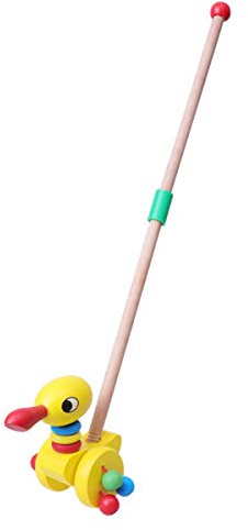 NUOBESTY Baby Holz Schieben Ziehen Spielzeug Cartoon Tier Baby Walker Push Toy Pull Along Kleinkind Lernen Balance Walking s (Spitzmund-Ente)
