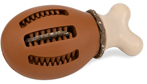 PetSafe Busy Buddy Hühnchen, Befüllbares Kauspielzeug für Hunde, Kauspielzeug mit Leckerli-Ringen, Snackspielzeug für Zahnhygiene, BPA-freier Naturkautschuk, Inklusive Rohhaut Snackringe, S/M und M/L