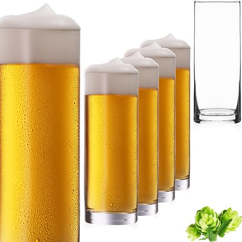 PLATINUX Lot de 6 verres à bière hauts de 500 ml (max. 630 ml) en verre de Kölsch - Passent au lave-vaisselle