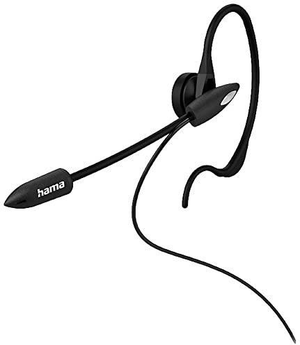Hama In-Ear Headset with Microphone for Cordless Phones (2.5 mm Jack, Wired Headset, In-Ear Headphones with Micro, Mono, Wearable on One Side), with Ear Hook, Mute Switch, Clip Black