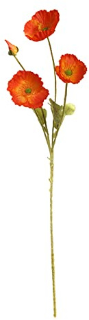 HLTER Künstliche Mohnblumen, 6 Stück, 60 cm, Seide, Mohnblumen, Beflockungsstiel, realistische Kunstblumenstrauß, Blumenarrangements, Orange / Rot