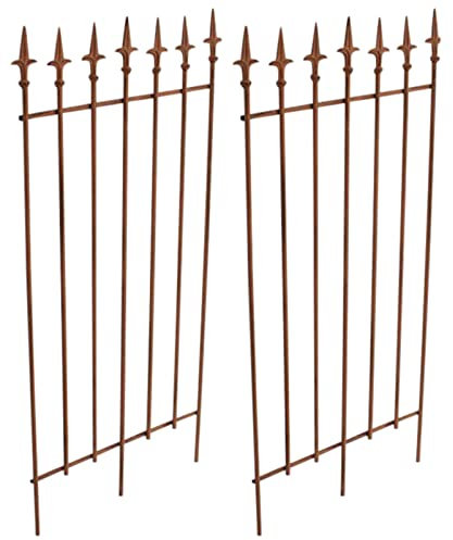 CLP Lot De 2 Treillis De Jardin Elisa en Fer Robuste 100 x 50 cm I Tuteur pour Plantes Grimpantes I Support A Rosiers, Couleur:Marron Antique