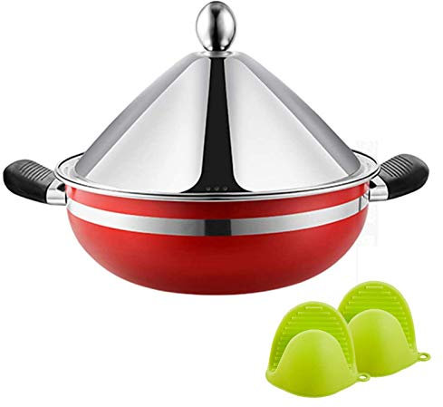 Casserole Dishes with Lids Multi-Ply Clad Stainless Steel Tagine, Cooking Tagine Medium Lead Free Tangine with Silicone Gloves