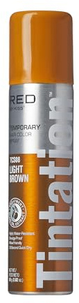 Red by Kiss Tintation Temporary Hair Color Spray, Instant Gray Root Touch Up Coverage, Water-Resistant & Smudge-Proof, Easy Wash Out, Barber & Hairline Touch-Up, Quick-Dry (Light Brown, 2.82 oz)