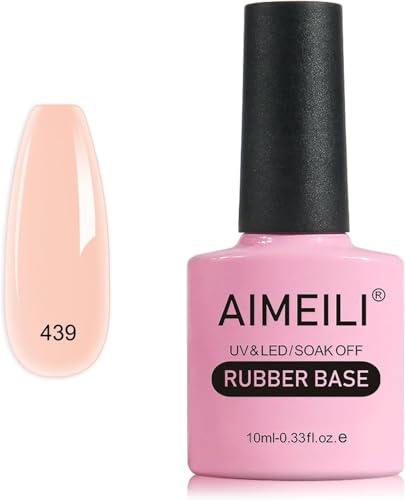 AIMEILI 5 en 1 Rubber Base Coat Vernis Semi Permanent Gel Nude Gel Polish UV LED Renforcement et Réparation de Manucure, Colle de Décorations - 10ml (439)