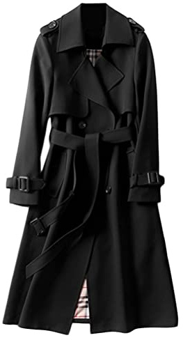 shownicer Femme Manteau Jacket Bouton Revers Long Veste Trenchcoat Manches Longues Cardigan Blazer Manteau OL Couleur Unie Parka Trench-Coat Automne Et Hiver