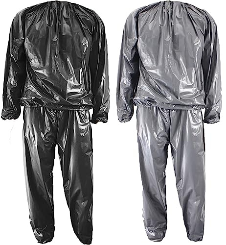 Traje de sauna resistente para hombres y mujeres, pérdida de peso, ejercicio, delgado, gimnasio, fitness, entrenamiento, antirasgaduras, sudor, sauna, plata, XXX-Large