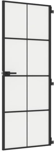 vidaXL Porta Interni Sottile Nera 76x201,5cm Vetro Temperato Alluminio