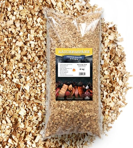 Terra Discount Räucherspäne Buche 2Kg in den Körnungen fein/mittel oder grob | Buchenholz-Späne zum Räuchern von Fisch, Fleisch & Gemüse | Ideal für Smoker, Grill & Räucherofen