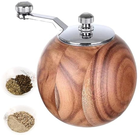 Moulin à poivre, moulin à poivre en bois d'acacia, mini modèle en céramique, moulin à sel et poivre rechargeable