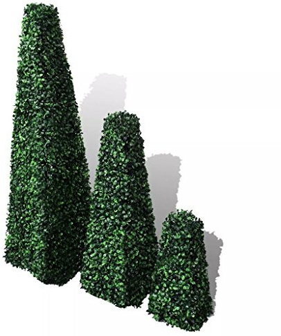 ARKEM T O Piary Obelisk Leaf Effect, Green Indoor/Outdoor Replica Decoration,Set of 3 Artificial Boxwood Pyramid T O Piary