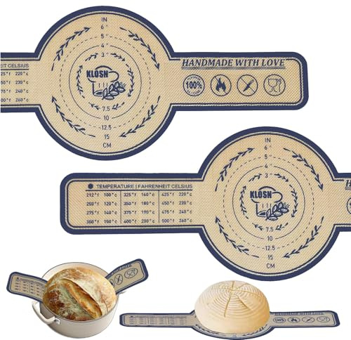 KLOSN Silicone Bread Sling for Dutch Oven, 2 Pack (8 Round) – Non-Stick & 500°F Heat Resistant Sourdough Mat, Easy to Clean, Reusable Food-Grade Sourdough Slings – Fits 5 qt and up Dutch Ovens