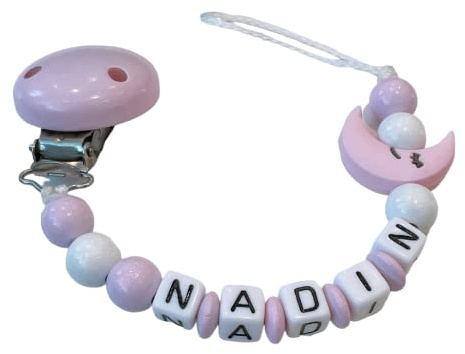 personalisierte Kette mit Namen für für Mädchen in Rosa Baby Geschenk personalisiert zur Geburt & Taufe Motiv kleine Prinzessin & du bist der Schlüssel zu unseren Herzen (Rosa Mond)