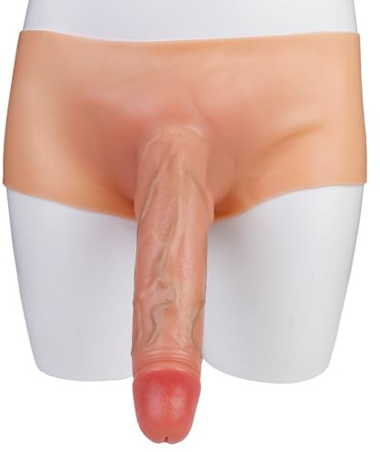 9 inch Strapless Strap on Dildo High Elastic Solid Dildo Panties Dildo, Silicone Wearable Women G Spot Panty Dildo Adult Sex Toy for Women Couples, Skin Color