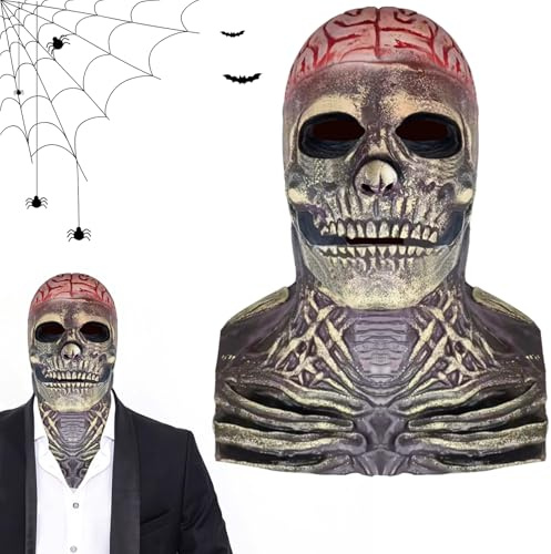Lets Joy Halloween Totenkopf Maske, Halloween Schädel Maske 3D, Gruselige Masken, Horror mit Beweglichem Kiefer, Totenkopf, Cosplay Karneval